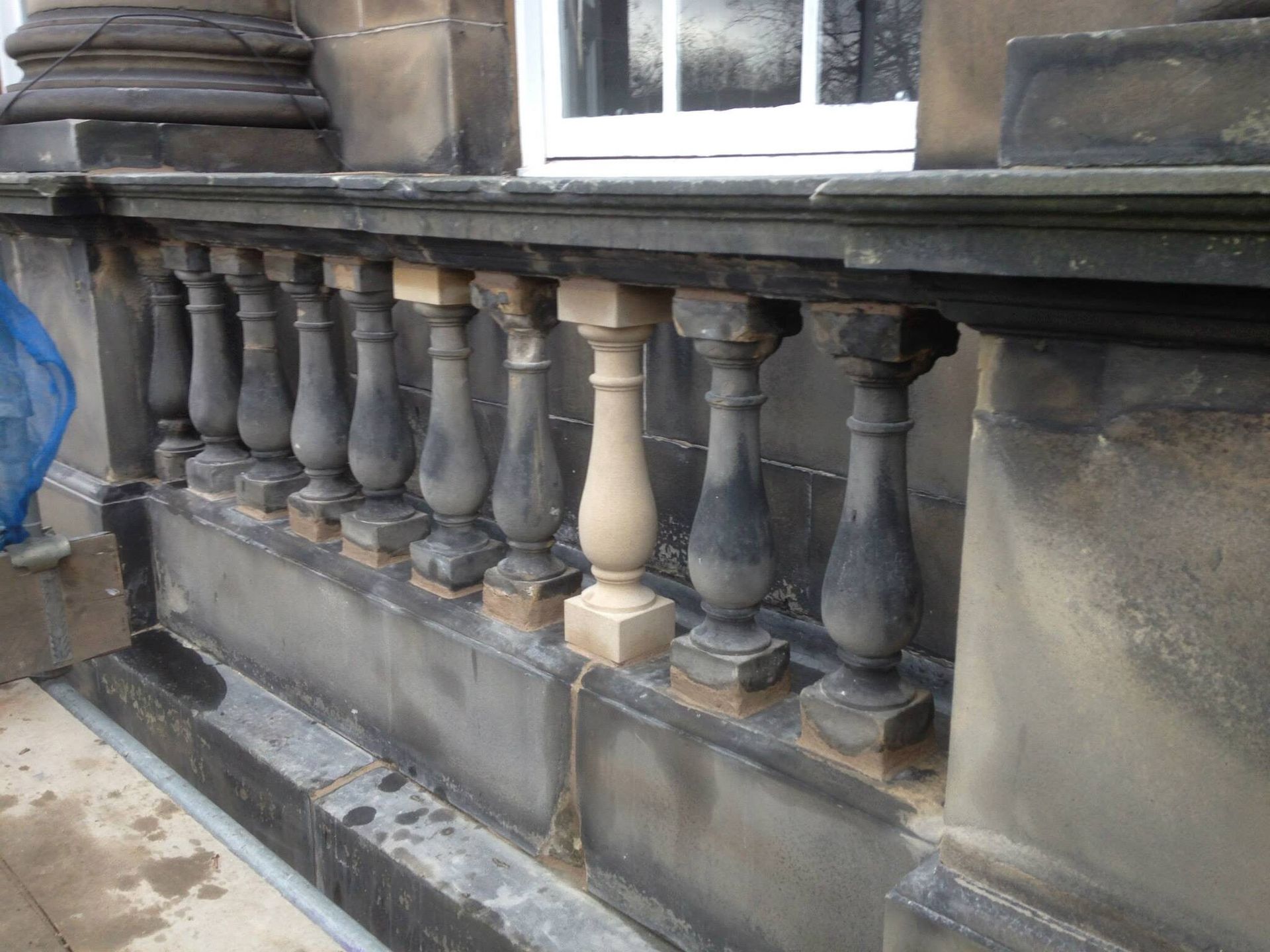 Ornamental stone balustrade restoration by Edinburgh stonemasons IMC Stonemasons Limited.