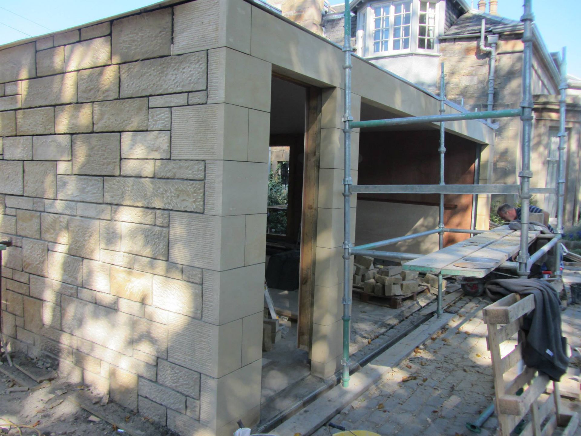 Traditional Scottish sandstone stonework by IMC Stonemasons Ltd in Edinburgh.