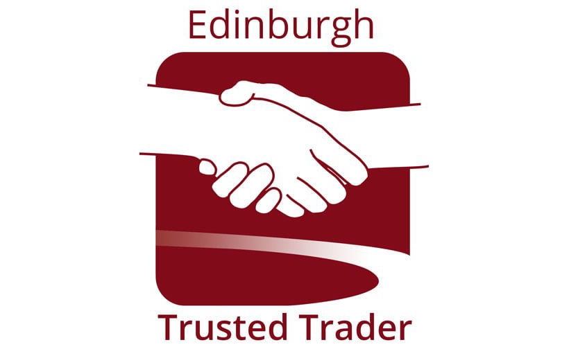 Handshaking logo representing Edinburgh Trustworthy Trader certification for IMC Stonemasons Limited.