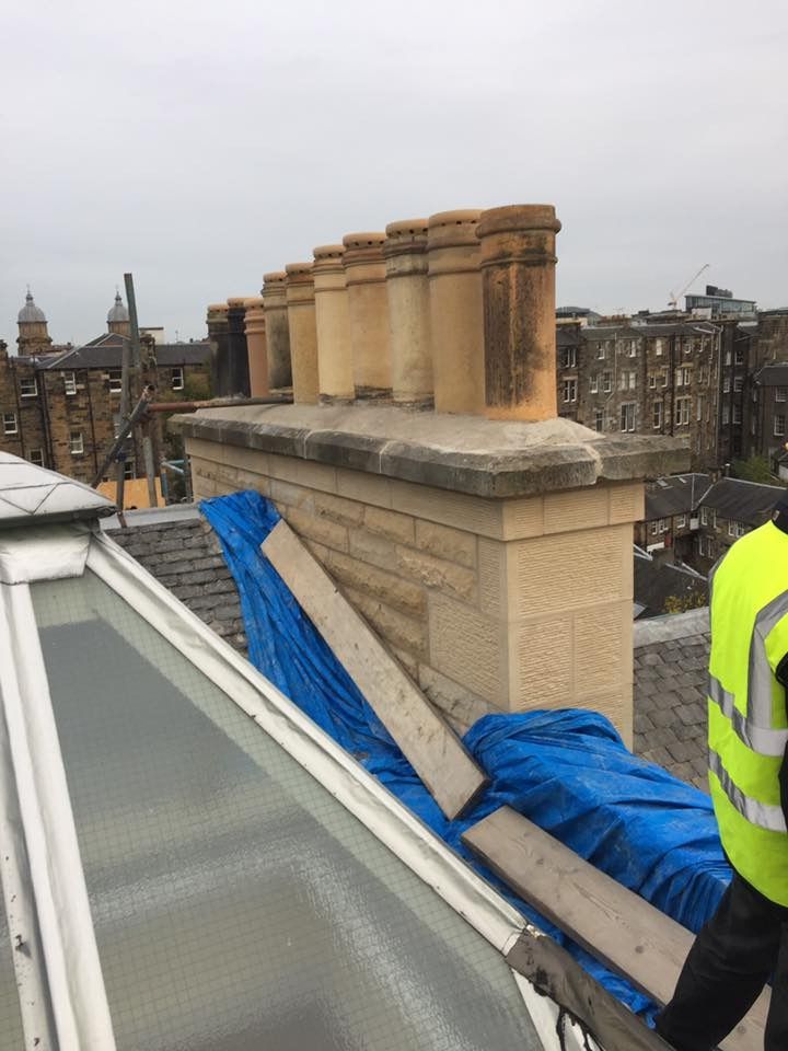 Historical chimney restoration with Edinburgh stonemasons expertise.