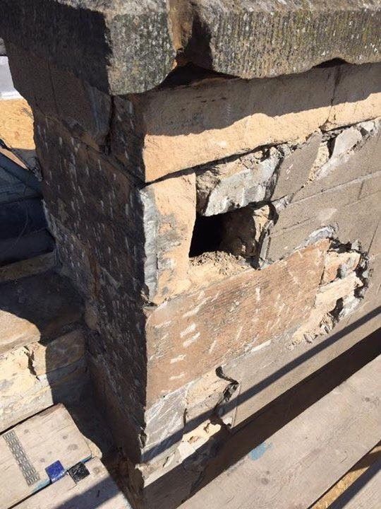 Cracked stone fireplace restoration by Edinburgh stonemasons IMC Stonemasons Limited.