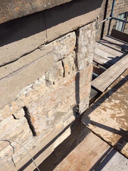 Cracked stonework repair by Edinburgh stonemasons IMC Stonemasons Limited.