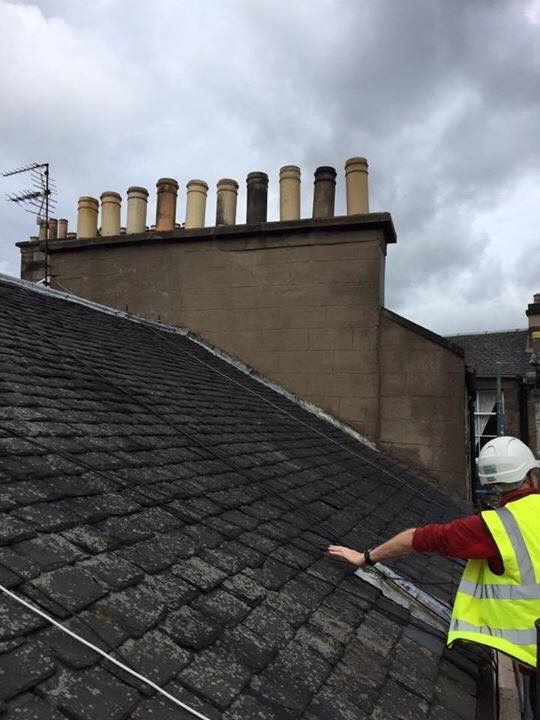 Chimney repairs and chimney stacks restoration by IMC Stonemasons Edinburgh.
