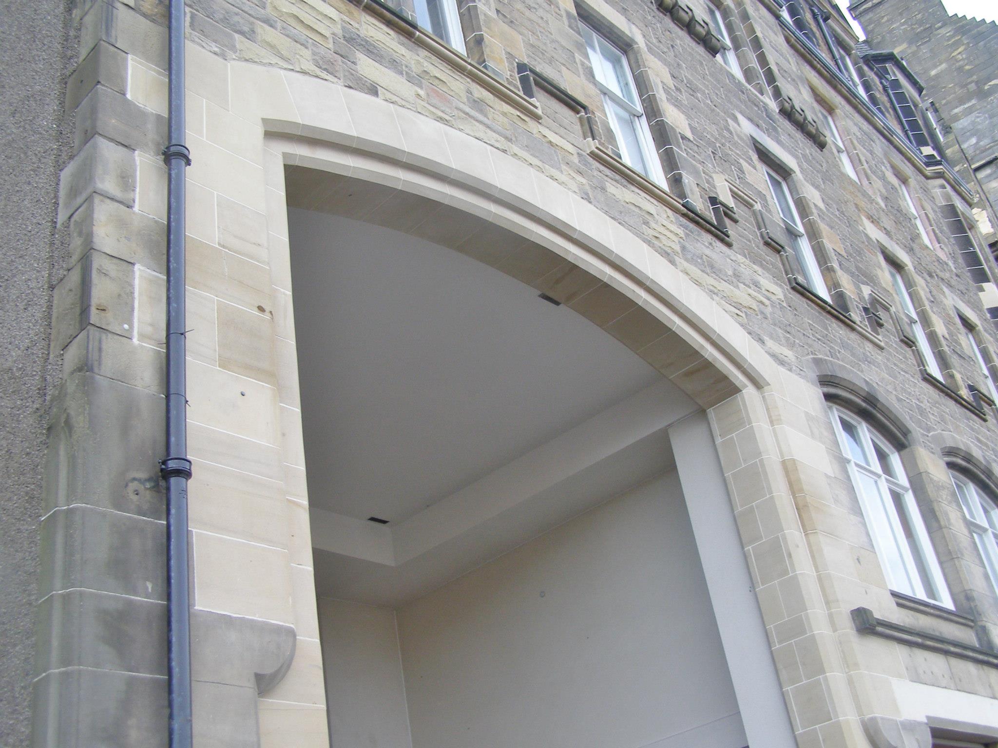 Handcrafted stone archway and masonry work by IMC Stonemasons Limited in Edinburgh.